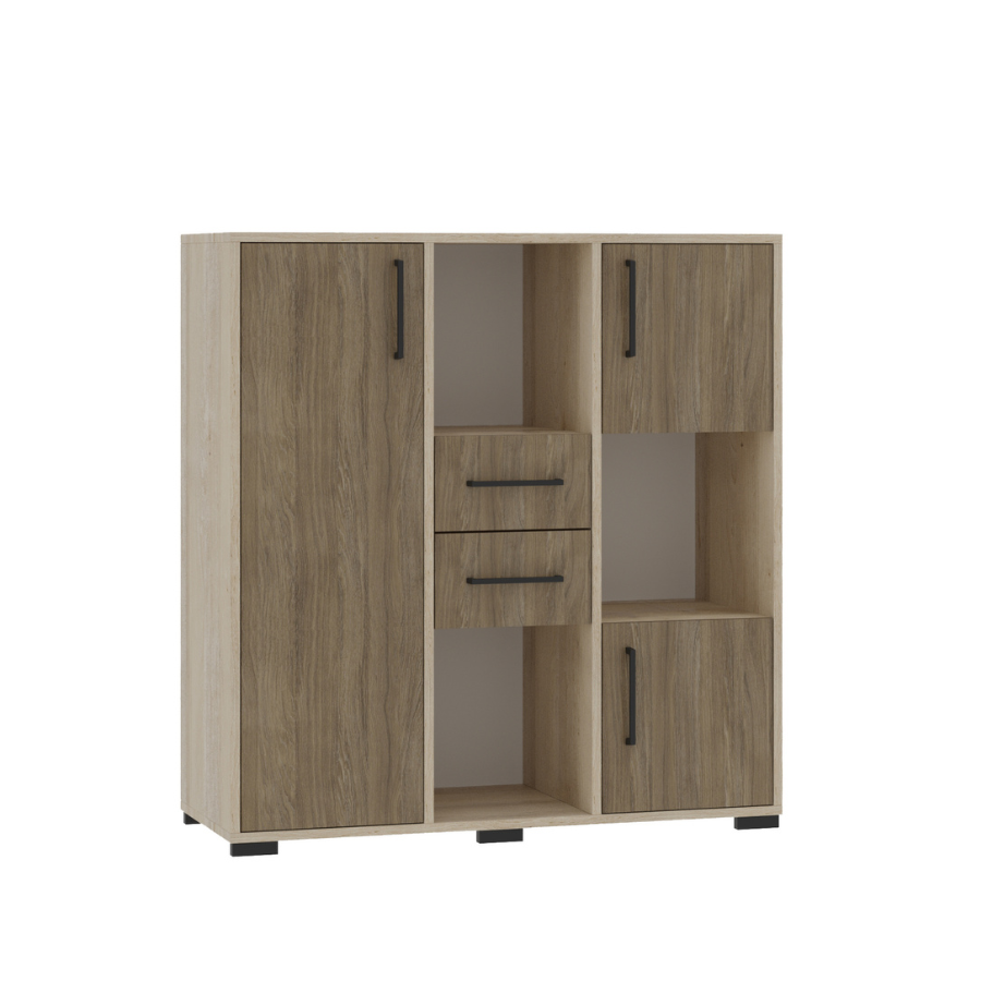 3-х дверна низька шафа, з полицями та 2-ма шухлядами, матеріал корпусу - ЛДСП, АЛМАНТ, 1059х405х1087 мм.